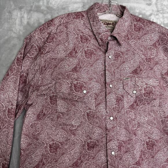 Rafter C Cowboy Collection Shirt Mens XL Red Paisley Pearl Snap Western Rodeo - Picture 2 of 12